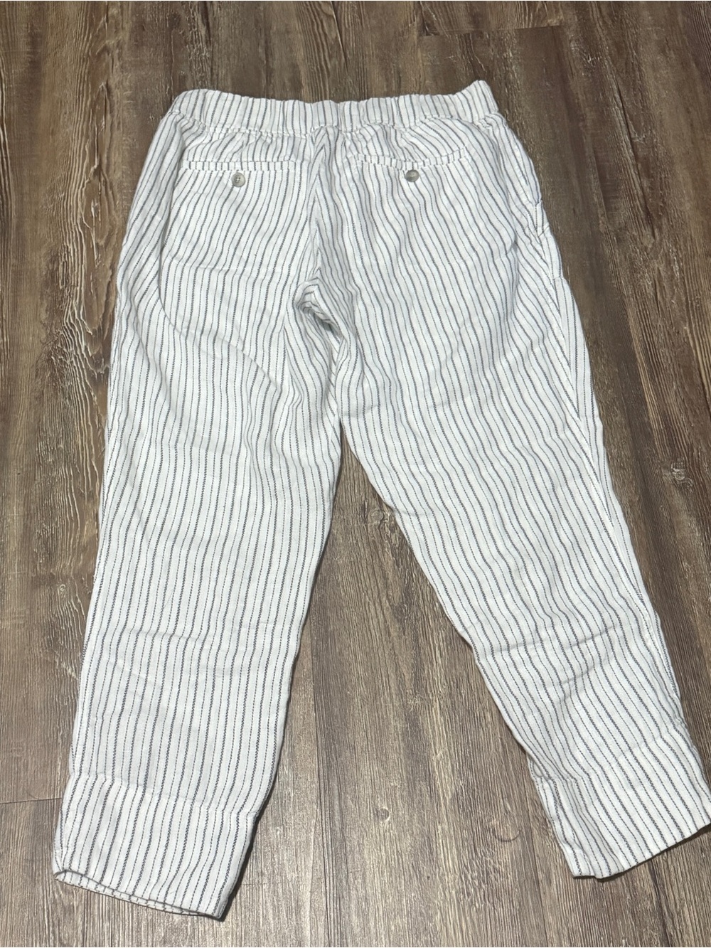 Athleta Bali Linen Heirringbone Striped Ankle Pants Women's 6 Cropped Vacation - Picture 6 of 6